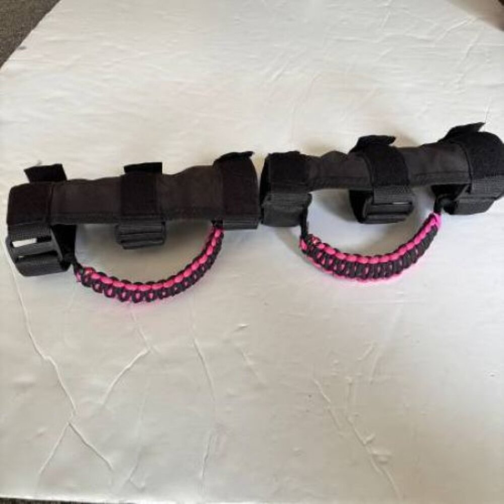 Paracord Grab Handles for Jeep Wrangler JL, JLU & Gladiator Pink/Black Set of 2